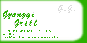 gyongyi grill business card